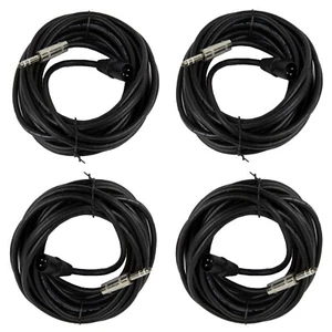 4Pcs 3 Pin 25FT Shielded Plug Mic Cables XLR Male To 6.35mm 1/4" Stereo Cables - Picture 1 of 14