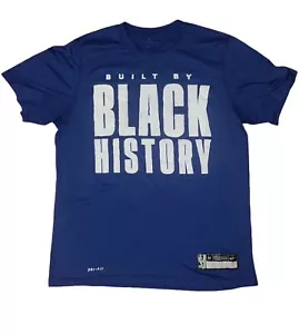 Nike Dri Fit Built By Black History Support Black Business Blue White T-shirt M - Picture 1 of 8