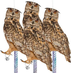 Vicsiyi Owls to Keep Birds Away 4 Pack Fake Owls with Reflective Tape for Gar... - Picture 1 of 7