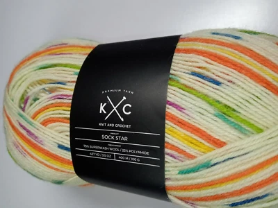 K&C Premier Yarn Sock Star-Carnival Splash Stripe-437 Yards-NEW - Image 1 of 2