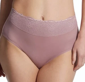 BALI Passion For Comfort Lace Waist Purple Mauve Brief Panty Womens M L XL 2XL - Afbeelding 1 van 10