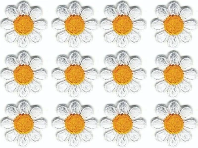 White Daisy Flower patch Embroidered Cut out Iron on Sew on (3/4" in) Lot of 12 - Image 1 of 2