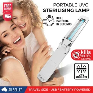 Portable UVC Sterilising Lamp 2W Disinfection Travel Light USB and Battery Power - Picture 1 of 11
