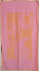UNBRANDED THICK SCULPTED COTTON BLEND BEACH TOWEL PINK PEACH SHELLS 36" x 64" - Picture 1 of 3