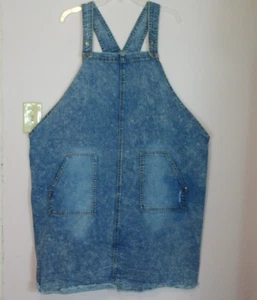 Ulla Popken Denim Bib Overall Style Jumper Dress Plus Sz 24/26 Distressed - Picture 1 of 12