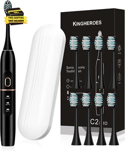 Electric Toothbrush Set, Comes with 8 Brush Heads & Travel Case,4 Modes with 2 M - Picture 1 of 6