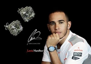 Orecchini da uomo Lewis Hamilton oro bianco 18 carati 10 mm quadrati zirconi - Foto 1 di 5