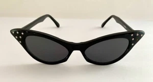 Rhinestone Cat Eye Sunglasses Black Dark Lenses Costume - Picture 1 of 5