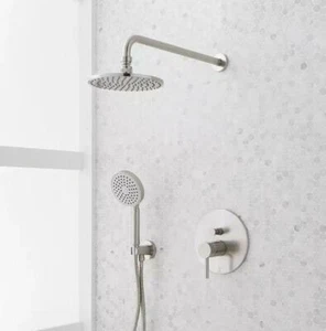 Signature Hardware Lattimore Duschsystem mit Regendusche, Nickel gebürstet - Bild 1 von 3