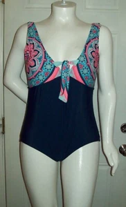 Badeanzug Gr. 20 Bleuice blau, rosa, weiß I-Teiler mit Pads - Bild 1 von 3