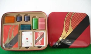 SCATOLA LATTA TENNIS CARTE FICHES NOTES PENNA MODIANO ANNI '80 - Picture 1 of 1