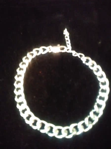 14K W GOLD CLAD DIAMOND CUT CURB BRACELET + BONUS 7.5 ADJUSTABLE FITS 7-9 IN - Picture 1 of 15
