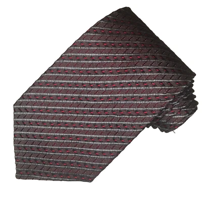 Corbata Polifroni Milano Cuello Borgoña Plata Rayas 100% Seda Italiana 3.75" x 58" Foto 1 de 4