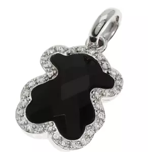 TOUS Pendant Top Bear Onyx Diamond K18 White Gold Black - Picture 1 of 4