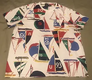 Polo Ralph Lauren Hombre Blanco Rojo Velero Camiseta Gráfica XL-T - Imagen 1 de 5