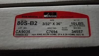 Arcos Mild Steel Tig Rod ER80S-B2 Foto 1 de 3