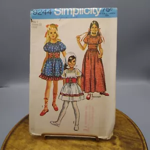 Vintage Sewing PATTERN Simplicity 9244, Child Boho Peasant Dresses, Girls 1970 - Picture 1 of 3