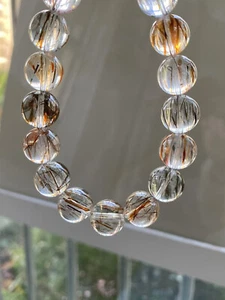 Pulsera de cuarzo de 12,7 mm genuina natural negra Super 7 siete cuentas de lepidocrocita - Imagen 1 de 9