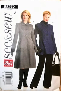 See & Sew Schnittmuster B5272 Mantel Jacke & Mantel Kleid leicht Gr. 8-14 NEU UNGESCHNITTEN - Bild 1 von 2