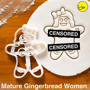 MATURE - Gingerbread Woman cookie cutter | Naughty Christmas Party Lady biscuit - Picture 1 of 5