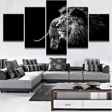 Lion King Of The Jungle Painting 5 Panel Canvas Print Wall Art Home Decor Poster