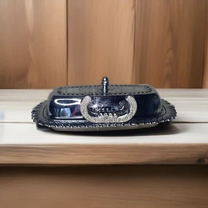 Vintage Irvinware Chrome Horseshoe Knife Holder Butter Dish Silver Color - Picture 1 of 14