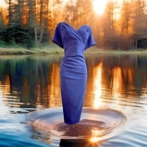 DIVA CATWALK BLUE CREPE PENCIL-WIGGLE DRESS SIZE XXL (UK 16) U S 12 (EUR 44) - Picture 1 of 17