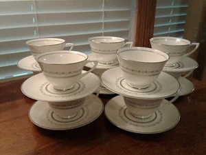Vintage Set of Ten Royal Doulton Tiara Bone China H4915 Tea/Coffee Cup & Saucers - Picture 1 of 11