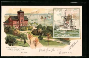 Künstler-AK Kiel, Restaurant Seegarten, Inh. Paul Fritz 1908  - Picture 1 of 2