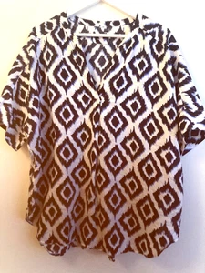 M&S Linen Tunic Top Size 18 Blue White Print Summer Holiday 100% Linen - Picture 1 of 12