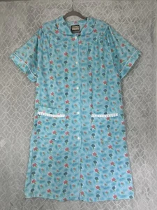 Blue Floral House Dress Mumu 2XL Granny Chic Casual Lounge Sleep Cottage 90s 80s - Picture 1 of 11