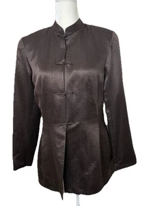 SHANGHAI TANG Silk Jacket Shirt Mandarin Collar Knot toggle Buttons UK 10 - Picture 1 of 10