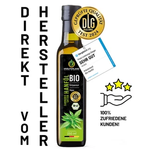 KRÄUTERLAND Bio Hanföl 250ml, kaltgepresst, Omega 3-6-9, frisch vom Hersteller - Bild 1 von 9