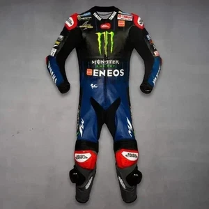 New Yamaha Monster Motorbike Racing Real Cowhide Leather Protective Biker suit - Picture 1 of 5