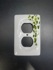 White Porcelain And Ivy Electrical Outlet Cover - Picture 1 of 5