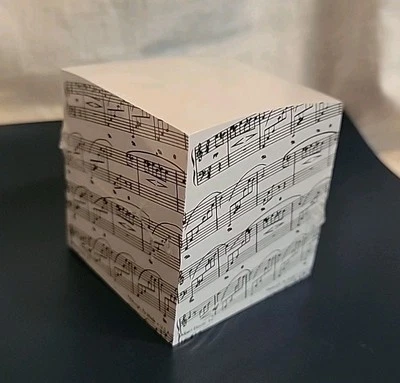 MUSIC STAFF PRINTED CUBE MUSIC STATIONARY DESK ACCESSORY - Image 1 of 2