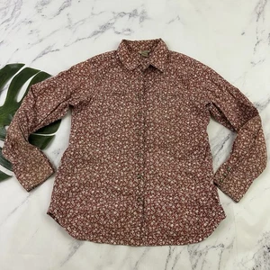 Duluth Trading Co Womens Floral Shirt Size S Pearl Snap Western Button Up Brown - Picture 1 of 11
