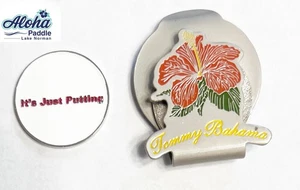 TOMMY BAHAMA RELAX Its Just Putting Clip de sombrero de hibisco con sello BLANCO - Imagen 1 de 5