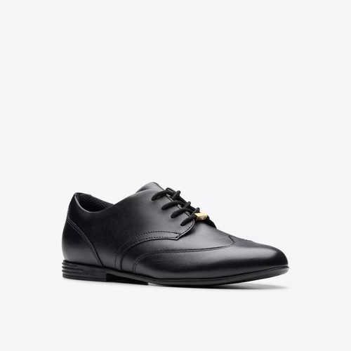 SCARPE STRINGATE CLARKS BAMBINA FINJA WING PELLE NERA