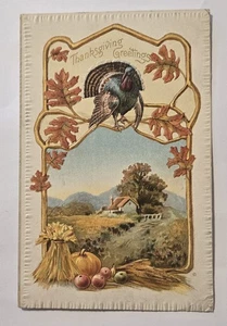 Erntedankgrüße geprägte Postkarte Türkei Herbst Szene Z28 - Bild 1 von 2