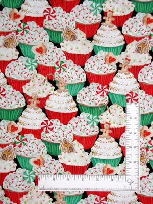 Tela de golosinas para cupcakes de Navidad - por yarda - algodón con especias de azúcar Benartex Foto 1 de 3