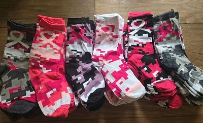 Lote de 36 pares de meias de fita femininas para conscientização do câncer de mama novas - Imagem 1 de 3