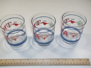 3 1980s NCAA Southwest Conference Football Team Logos Glass Tumbler 4" T Hiball - Picture 1 of 4