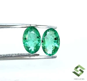 6x4 mm Certified Natural Emerald Oval Cut Pair 0.81 CTS Untreated Loose Gemstone - Picture 1 of 8