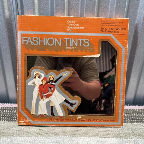 Vintage 1976 Hoyne Fashion Tints Mirror WALL TILES, 12x12 Box Of 6 Mcm Cover