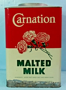 VINTAGE 25LB. CARNATION MALTED MILK TIN CAN COUNTRY STORE DISPLAY DECOR - Picture 1 of 9