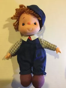 Vintage 1970s Dan Brechner Plush Funky Carnival Boy Clown Doll Blue Overalls 8” - Picture 1 of 8