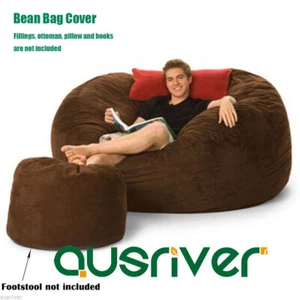 Dia150cm Large Brown Suede Bean Bag Cover Liner Soft Movie Chair Couch - Picture 1 of 3