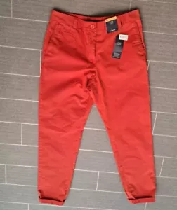 M&S Burnt Orange Chinos 10 New + Tags W30" L30" Mid Rise 10.5" 100% Cotton - Picture 1 of 9
