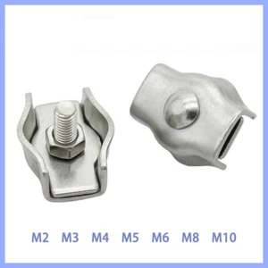 Stainless Steel Simplex Steel Wire Rope Cable Grips Clamp Clips 2/3/4/5/6/8/10mm - Picture 1 of 13